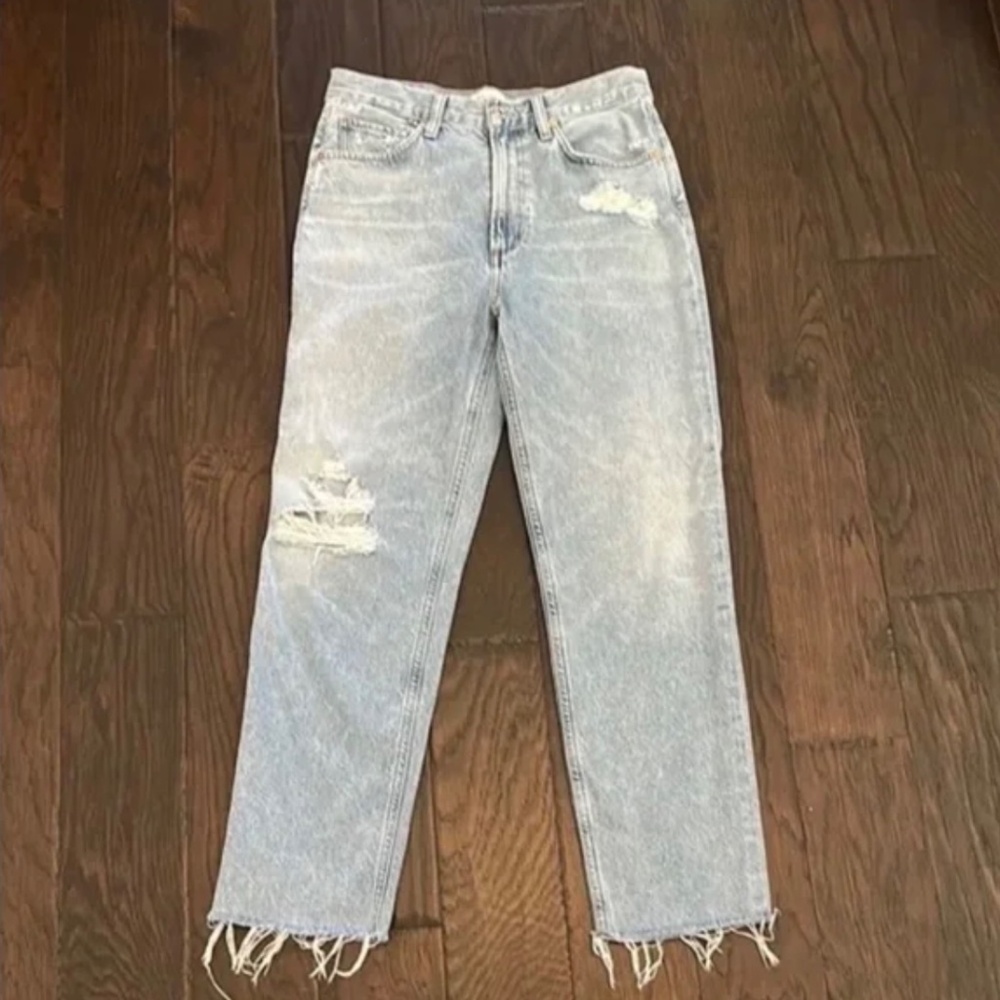Citizens of Humanity Daphne Crop Jeans 27 Aster Wash High Rise Raw Hem Straight - Picture 5 of 10
